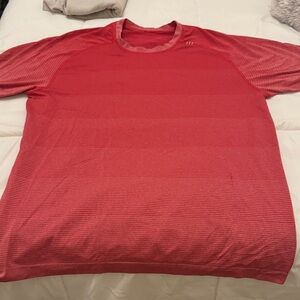 Lululemon Size L Red Striped Athletic Shirt